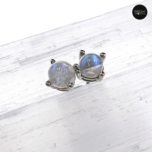 Moonstone with Blue Flash Earring Studs- Heart Mind Connection