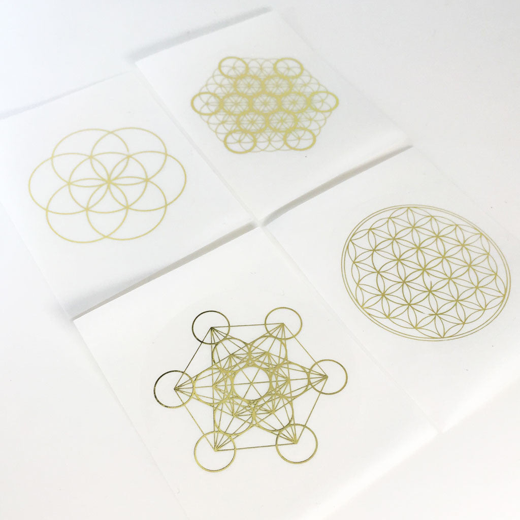 Sacred Geometry Gold on Transparent Stickers