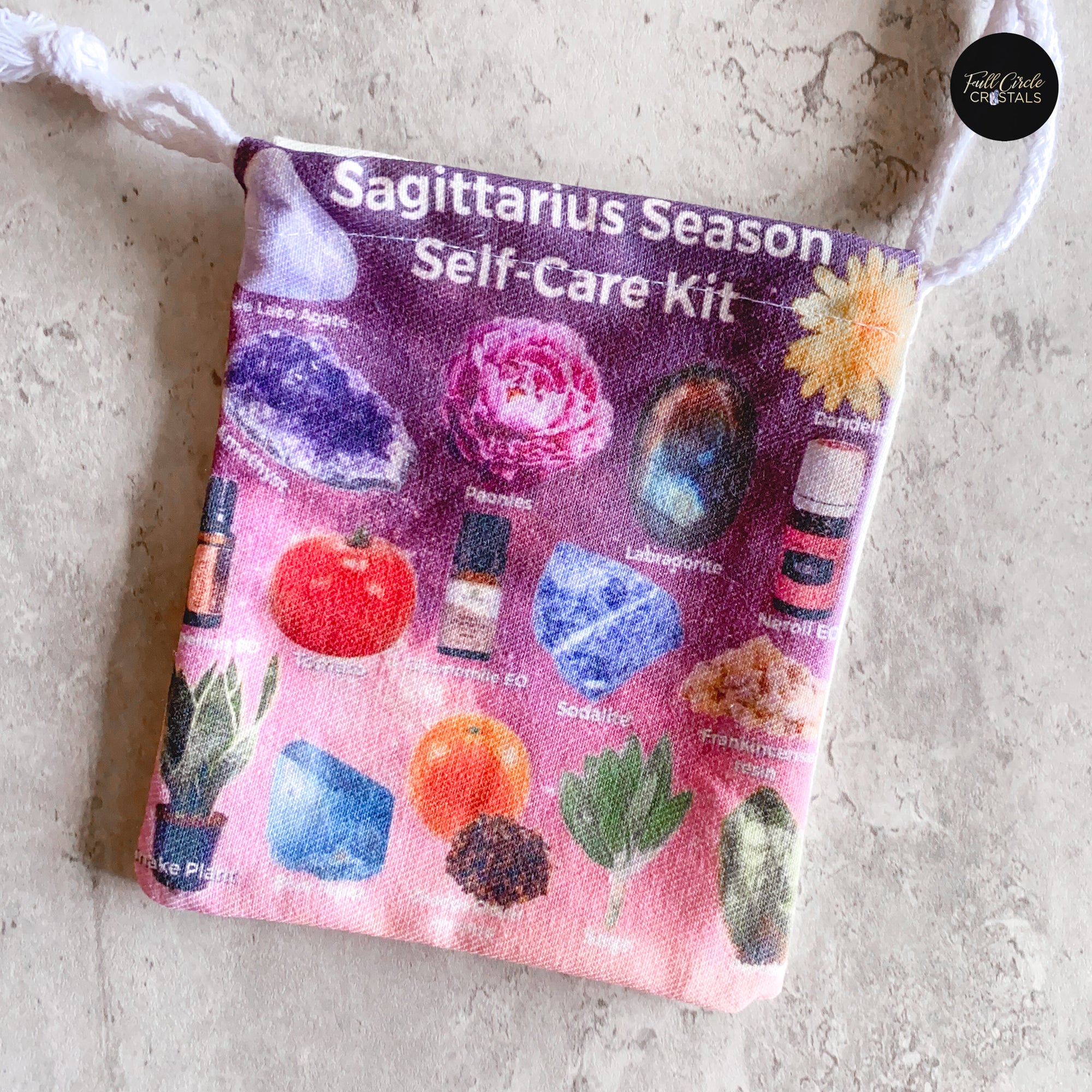 Sagittarius Season Self Care Kit Printed Cotton Pouch