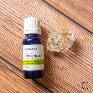 Organic Citronella Essential Oil Infused with the Energies of Black Kyanite 15ml