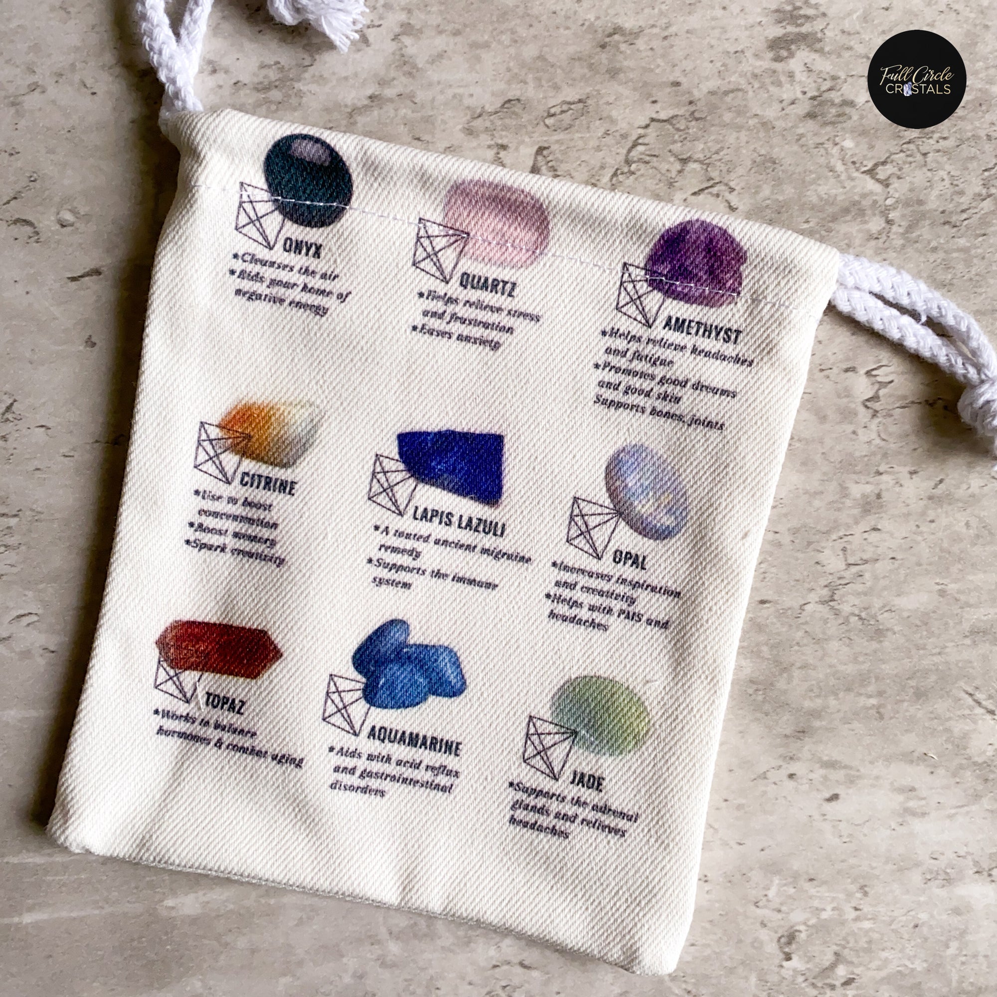 9 Crystals Cotton Pouch